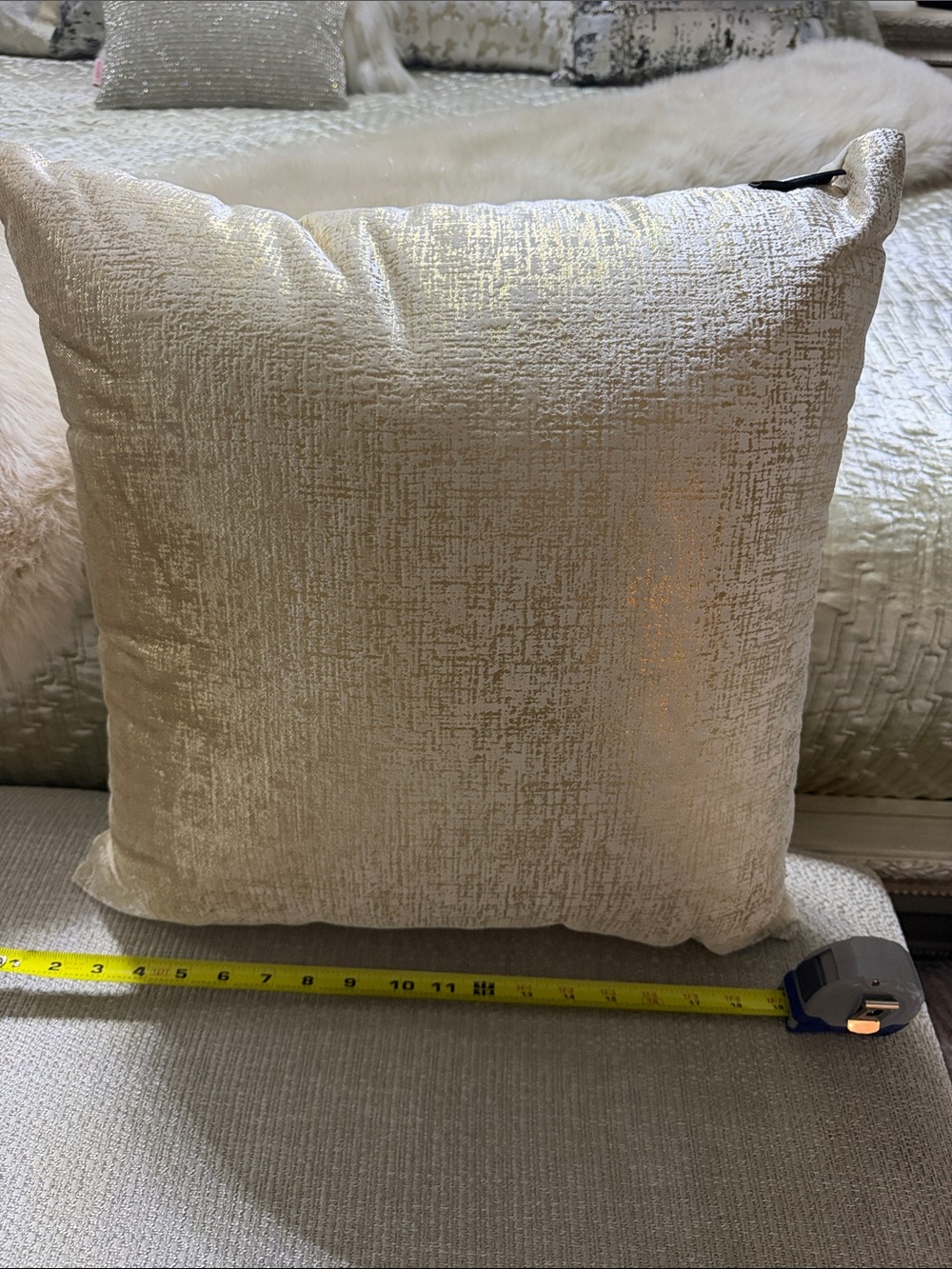 Neutral Gold Textured Decorative Throw Pillow -